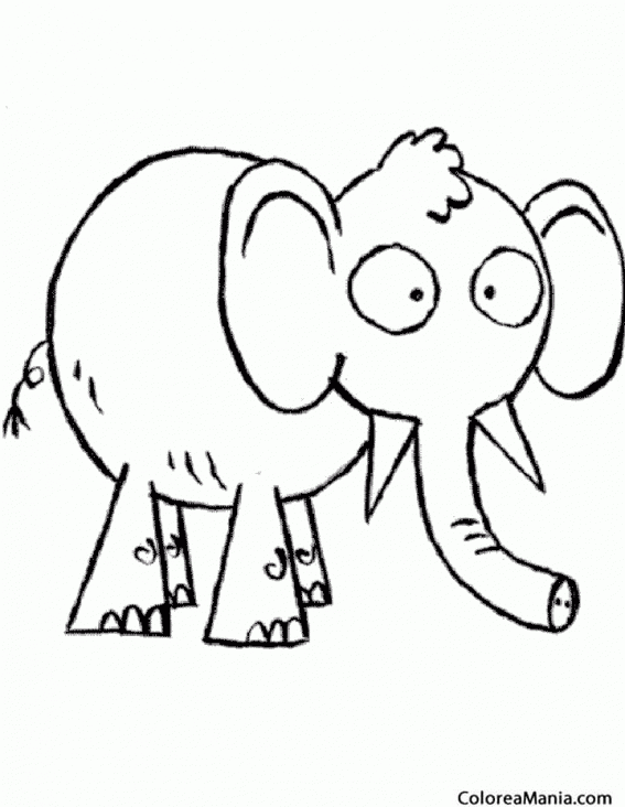 Colorear Elefante bizco, dibujo infantil