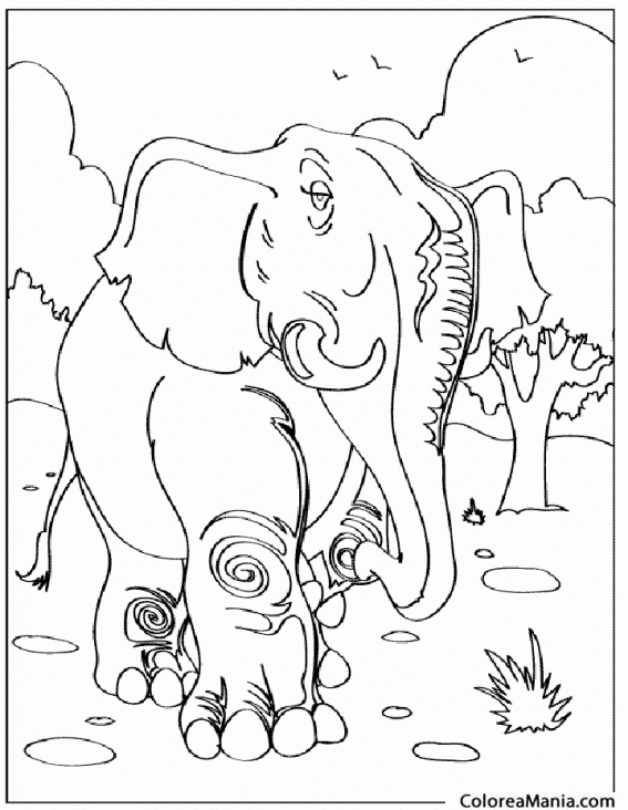 Colorear Elefante con gesto hostil
