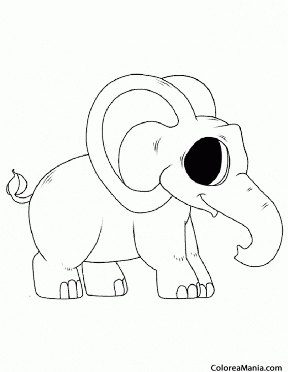 Colorear Elefante de ojos negros