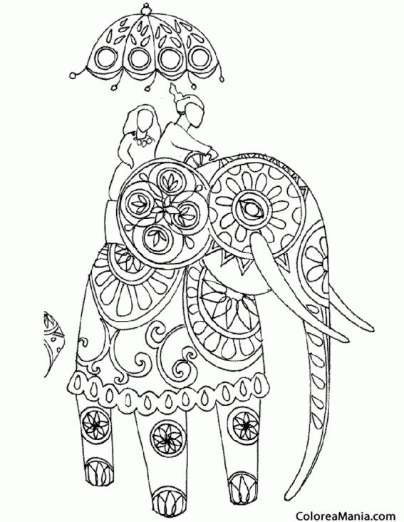 Colorear Elefante con ornamentos