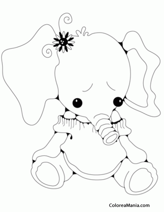 Colorear Mueco Elefante  con vestido