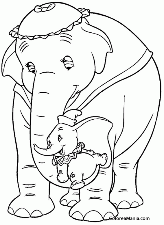 Colorear La mam de Dumbo columpia a su hijo