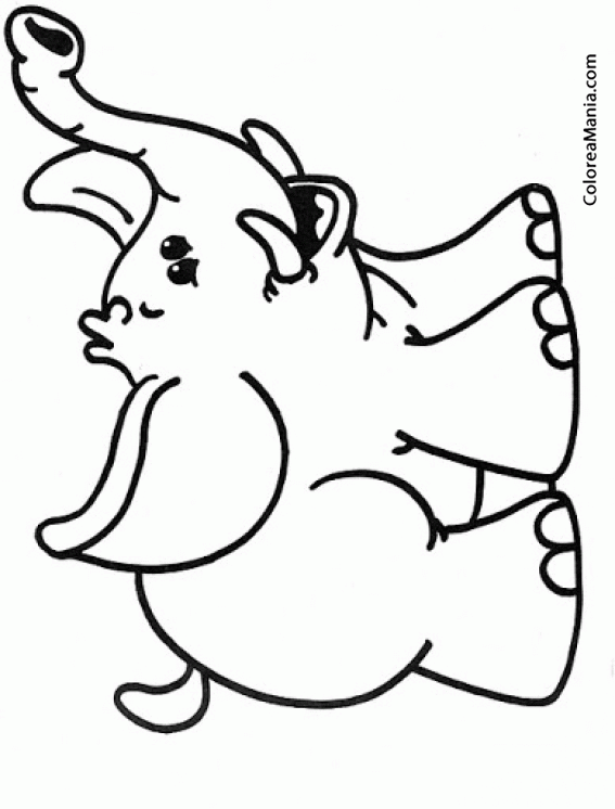 Colorear Elefante contento y feliz