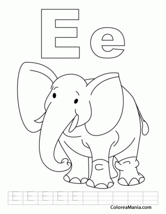 Colorear E de Elefantes