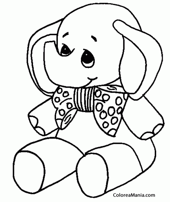 Colorear Elefantito con pajarita (Animales de la Sabana), dibujo para colorear gratis Colorear Elefantito con pajarita (Animales de la Sabana), dibujo para colorear gratis