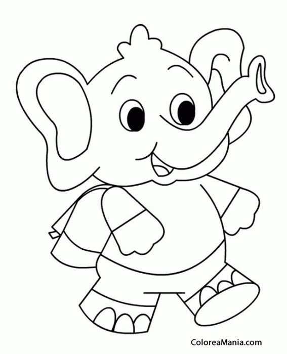Colorear Beb Elefante con mochila