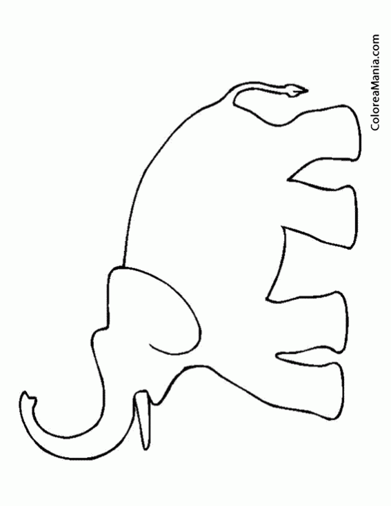 Colorear Silueta Elefante 