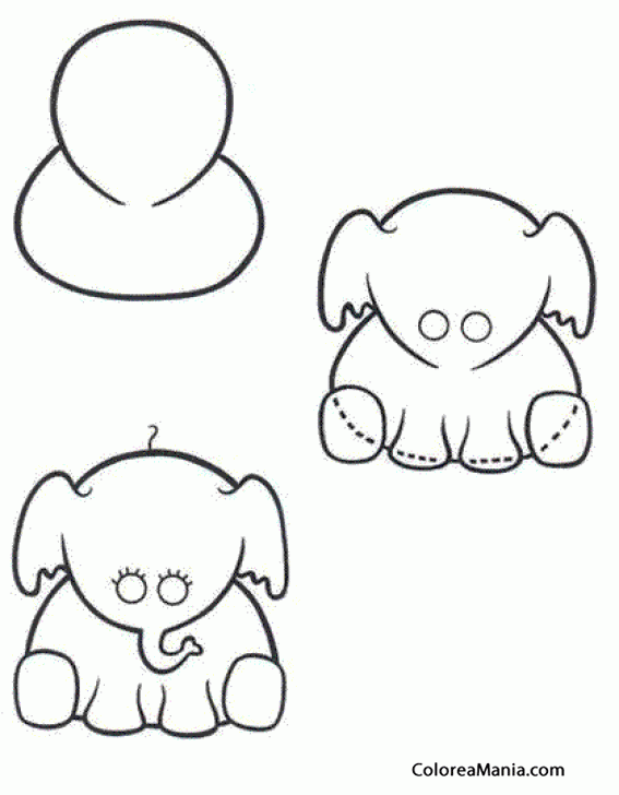 Colorear Como dibujar un elefante sentado
