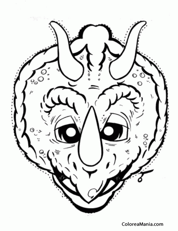 Colorear Careta Dinosaurio (Máscara. Careta. Antifaz ), dibujo para colorear  gratis