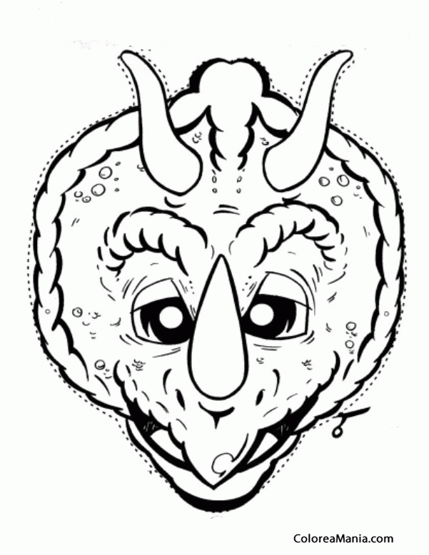 Colorear Careta Dinosaurio (Máscara. Careta. Antifaz ), dibujo para colorear gratis Colorear Careta Dinosaurio (Máscara. Careta. Antifaz ), dibujo para colorear gratis