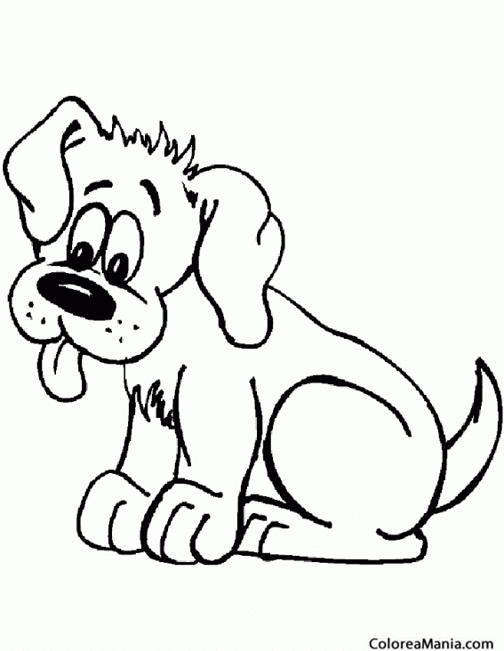 Colorear Perro sediento (Animales Domésticos), dibujo para colorear gratis