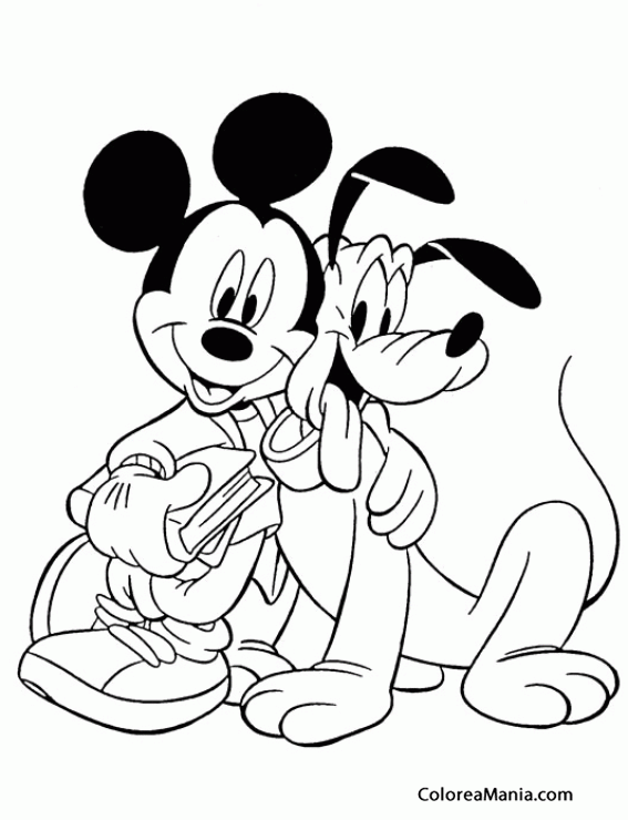 Colorear Pluto junto a Mickey