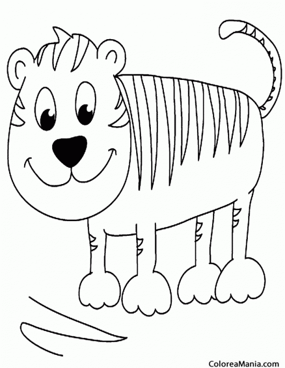Colorear Tigre, dibujo infantil 2