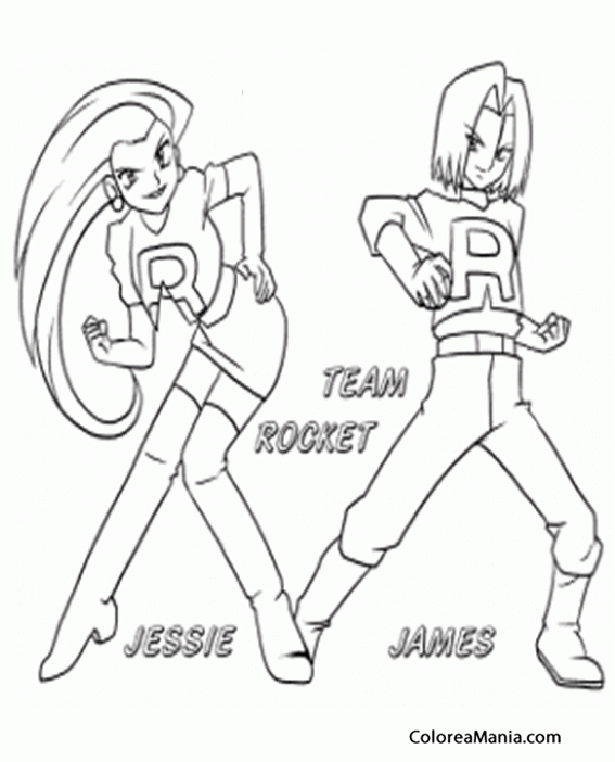 Colorear Team Rocket Jessie Y James Pokemon Dibujo Para Colorear Gratis