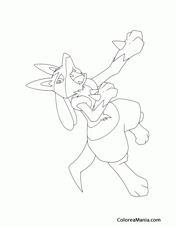 Colorear Lucario corriendo (Pokemon), dibujo para colorear gratis Colorear Lucario corriendo (Pokemon), dibujo para colorear gratis