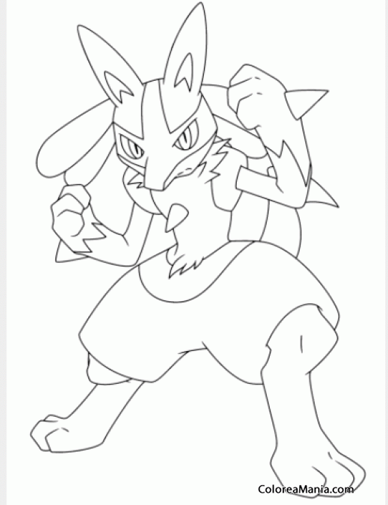 Colorear Lucario 3 (Pokemon), dibujo para colorear gratis Colorear Lucario 3 (Pokemon), dibujo para colorear gratis