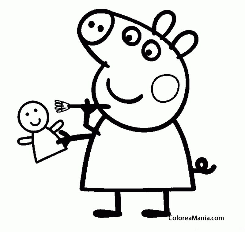 Colorear Peppa Pig pintando