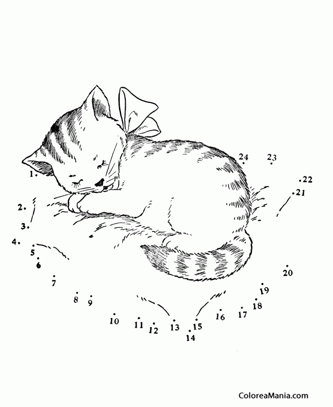 Colorear Gatito en almohada (24)