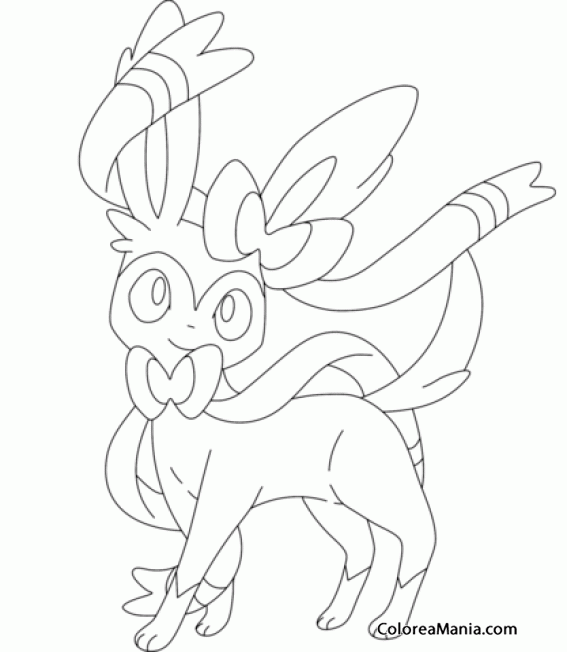 Colorear Sylveon. Generation VI Pokemon