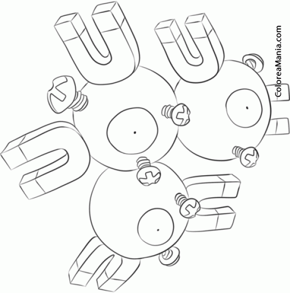 Colorear Magneton. Generation I Pokemon