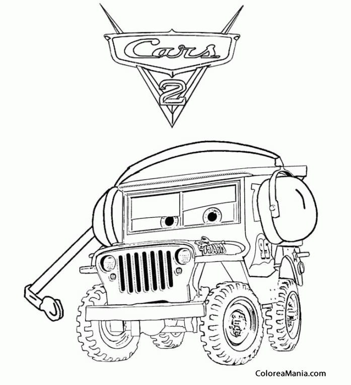 Colorear Sarge, jeep de Cars