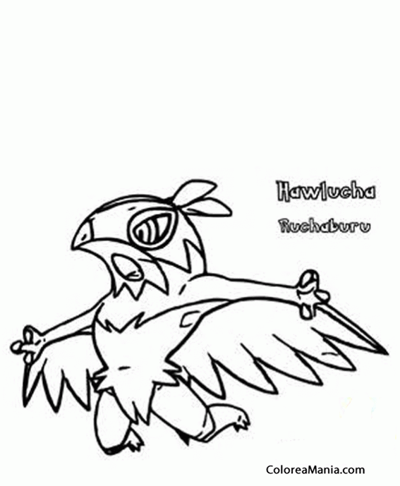 Colorear Hawlucha. Ruchaburu