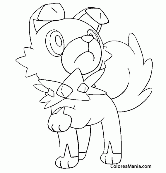 Colorear Rockruff. Pokemon Sol y Luna