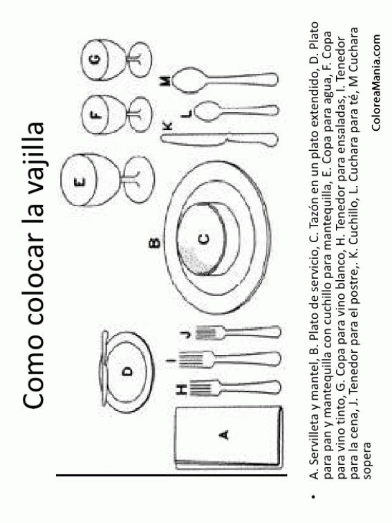Colorear Como colocar la vajilla
