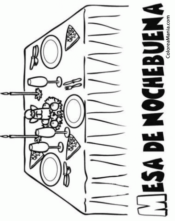 Colorear Mesa de Nochebuena (La mesa), dibujo para colorear gratis Colorear Mesa de Nochebuena (La mesa), dibujo para colorear gratis