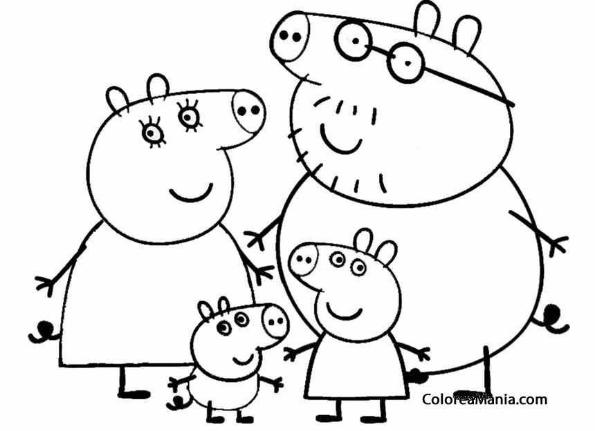 Colorear Familia Peppa Pig