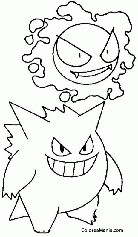 Colorear Pokemon Gengar y Gastly