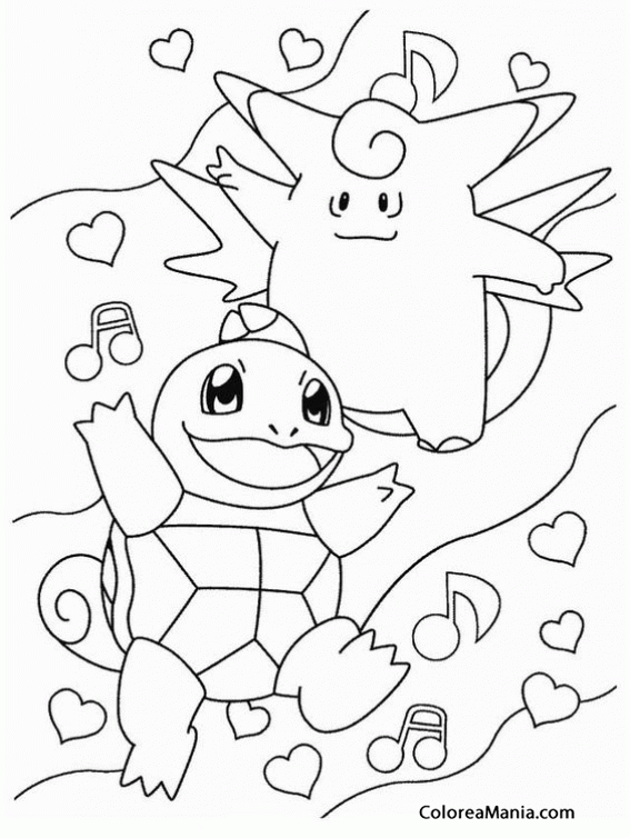 Colorear Squirtle y Clefable