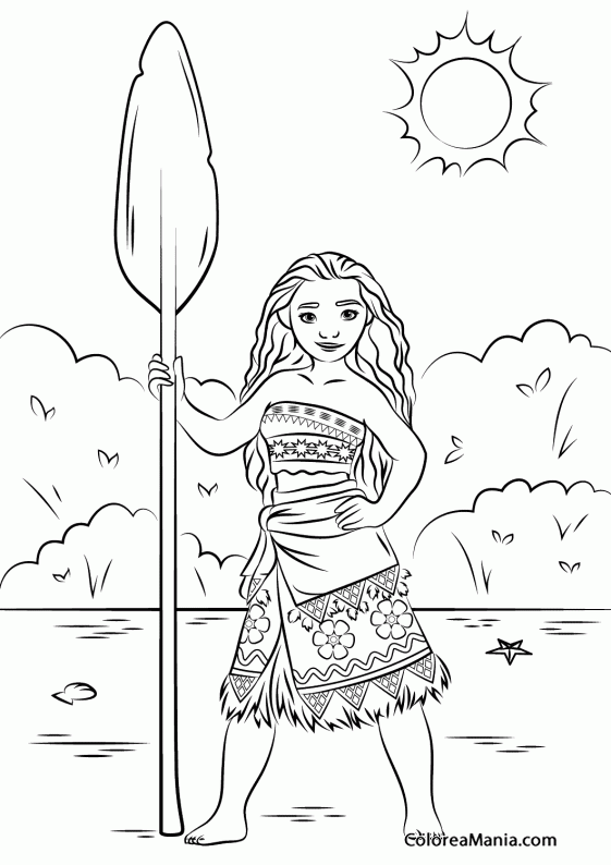 Colorear Princesa Moana de Vaiana