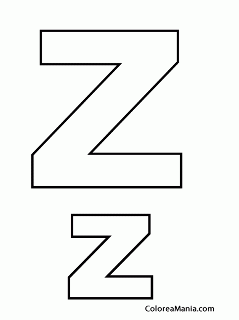 Colorear Letra Z, z (Abecedarios), dibujo para colorear gratis