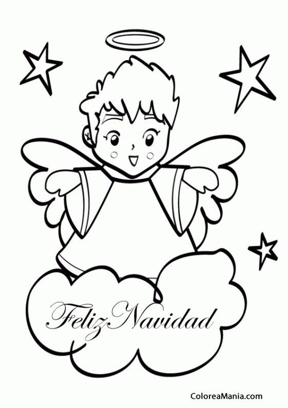 Colorear Feliz Navidad ngel