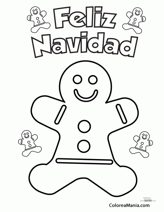 Colorear Feliz Navidad Galleta (Navidad), dibujo para colorear gratis