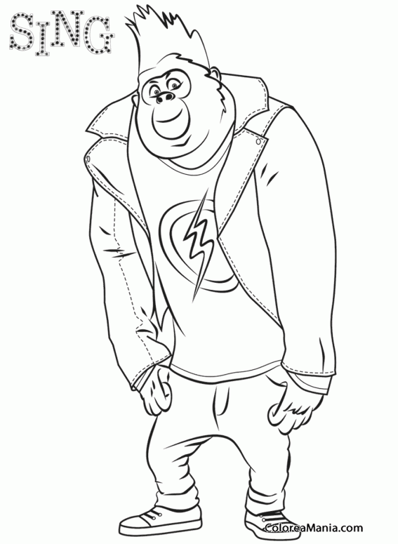 Colorear Johnny de ¡Canta! (Canta), dibujo para colorear gratis Colorear Johnny de ¡Canta! (Canta), dibujo para colorear gratis