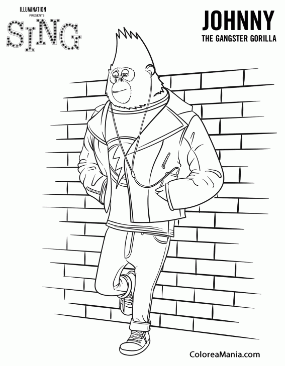 Colorear Johnny de ¡Canta! 2 (Canta), dibujo para colorear gratis Colorear Johnny de ¡Canta! 2 (Canta), dibujo para colorear gratis