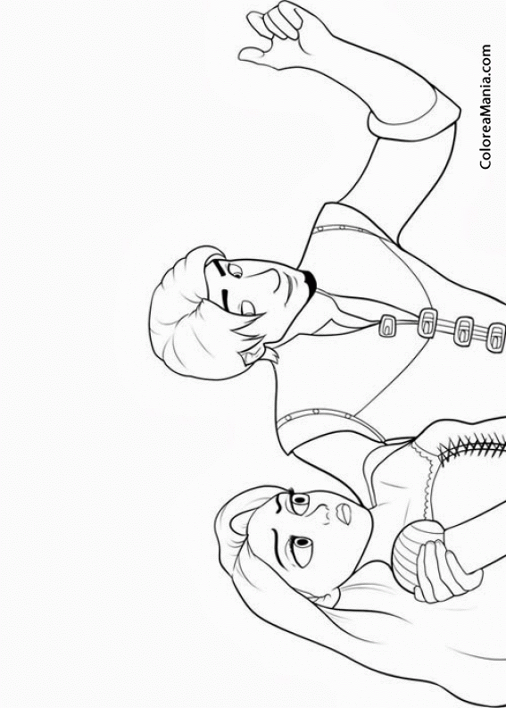 Colorear Rapunzel y Flynn 2