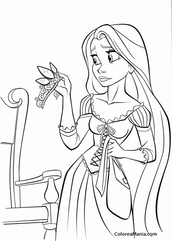 Colorear Rapunzel limpiando