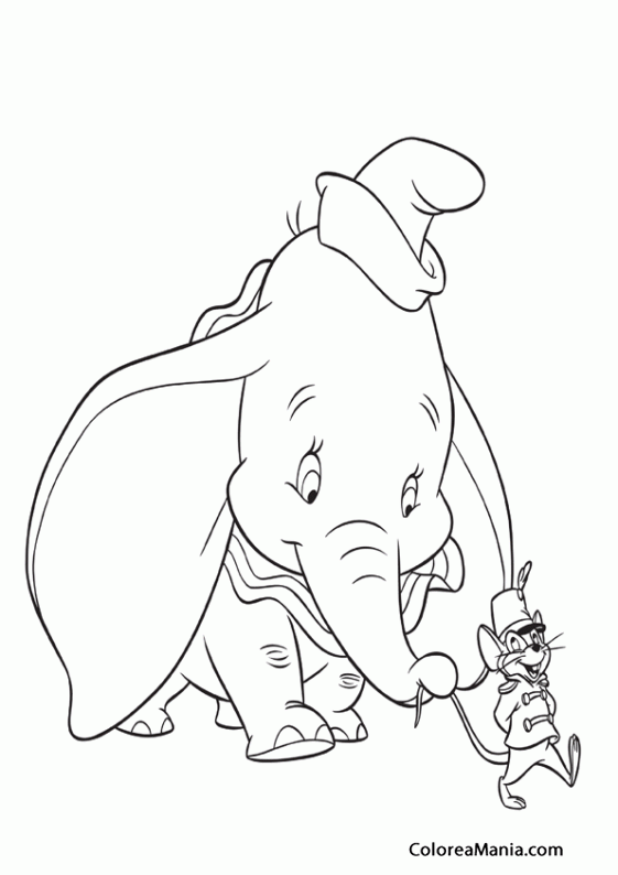 Colorear Dumbo y Timothy 2
