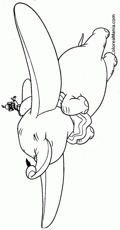 Colorear Dumbo con Timothy volando