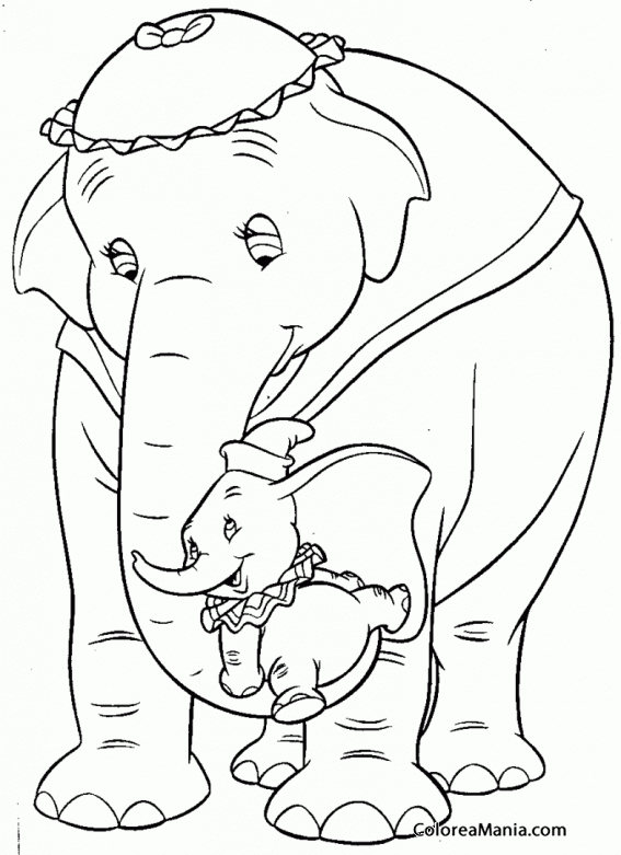 Colorear Dumbo y su mam