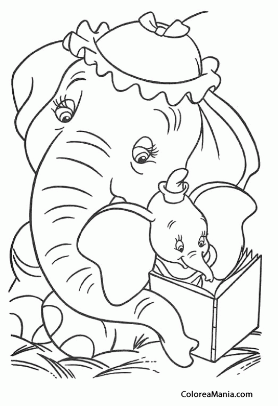 Colorear Dumbo y su mam 2