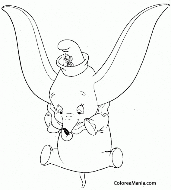Colorear Dumbo cayendo