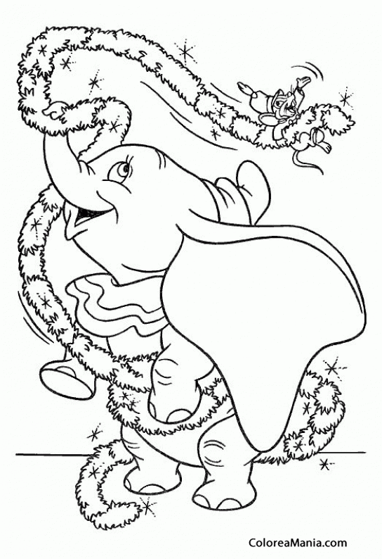 Colorear Dumbo jugando