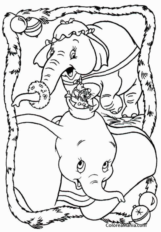 Colorear Dumbo Navidad
