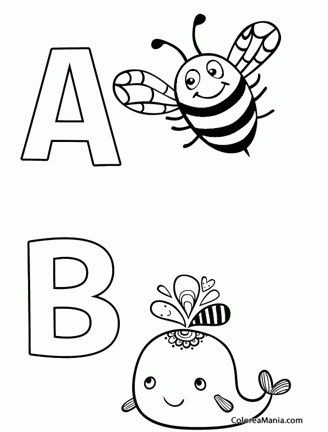 Colorear Abecedario de par en par: A, B (Abecedarios), dibujo para colorear  gratis