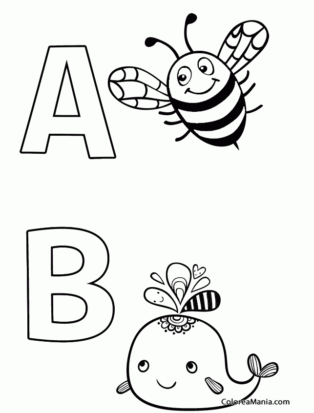 Colorear Abecedario de par en par: A, B