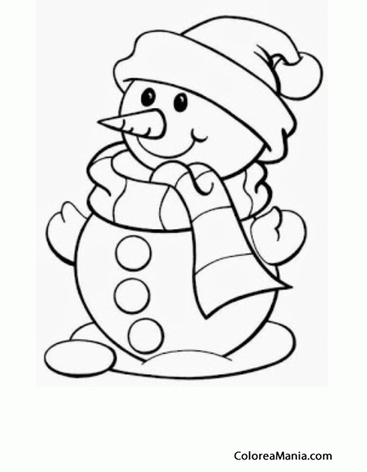 Colorear Muñeco de Nieve (Navidad), dibujo para colorear gratis